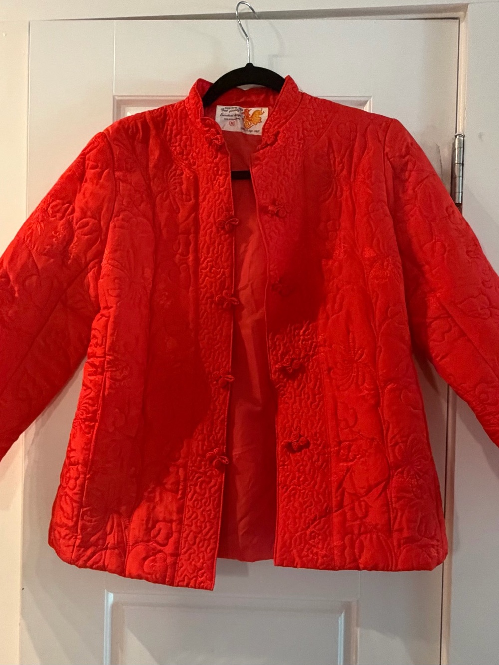 Source Unknown Red Quilted Mandarin-Collar Jacket